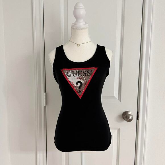 Guess Tops - Early 2000s Guess Vintage Y2K Tank Size Small Very Fitted Giving A Flattering